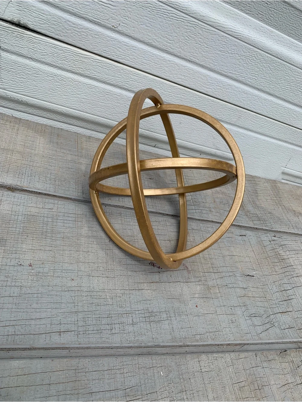Gold Metal 3-Ring Interlocking Geometric Armillary Sphere Tabletop Decor Orb 9.5